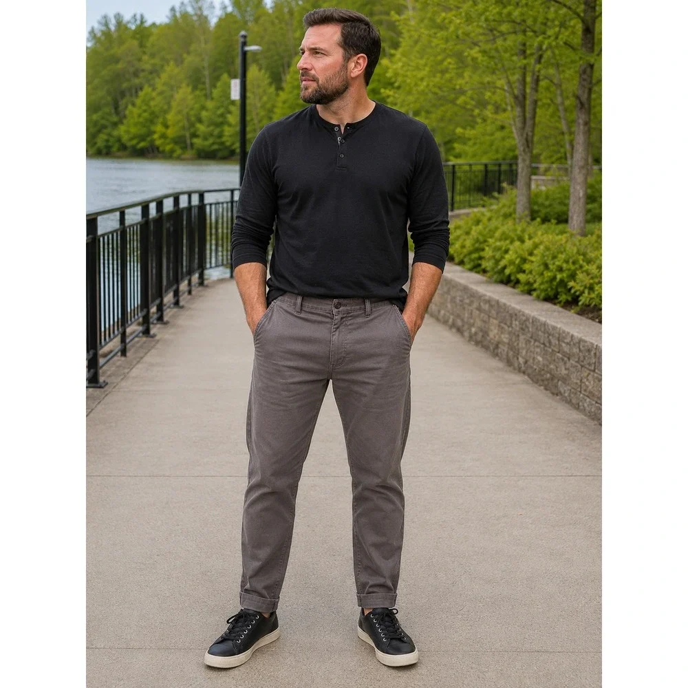 Levis XX Chino Standard Taper Pants Mens 34x30 Charcoal Grey Brown Twill Casual